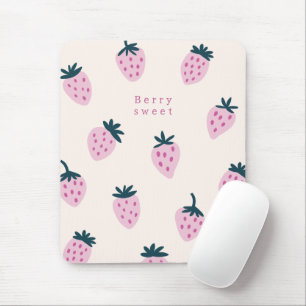 Aardbeien roze muismat