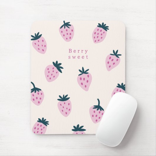 Aardbeien roze muismat (Met muis)