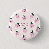 Aardbeien roze ronde button 3,2 cm (Voorkant)