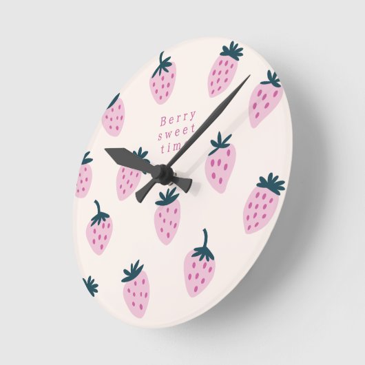 Aardbeien roze ronde klok (Hoek)