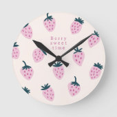 Aardbeien roze ronde klok (Voorkant)