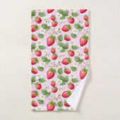 Aardbeien Roze Rood Wit Bloemen Groen Bad Handdoek (Handdoek)