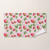Aardbeien Roze Rood Wit Bloemen Groen Bad Handdoek (Handdoek)