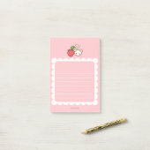 Aardbeien Roze Scallop Rand Moppige Beer Notitiebl Post-it® Notes (Op bureau)