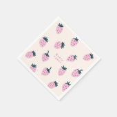 Aardbeien roze servet (Hoek)