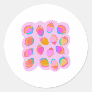 Aardbeien Roze Sticker