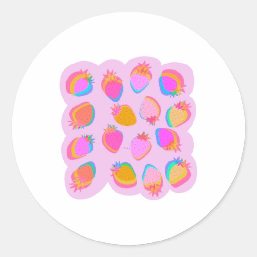Aardbeien Roze Sticker (Voorkant)