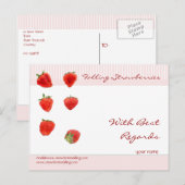 Aardbeien Roze strepen Briefkaart (Voorkant / Achterkant)