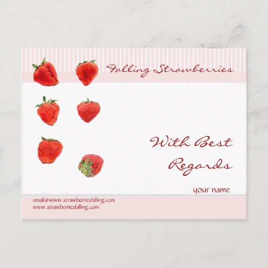 Aardbeien Roze strepen Briefkaart (Voorkant)