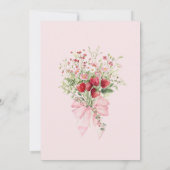 Aardbeien Roze Strik Groene Baby Shower Kaart (Achterkant)