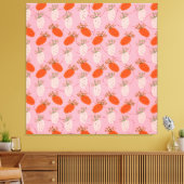 Aardbeien Roze Wit Doodle Fruit Patroon Canvas Afdruk (Insitu (Woonkamer))