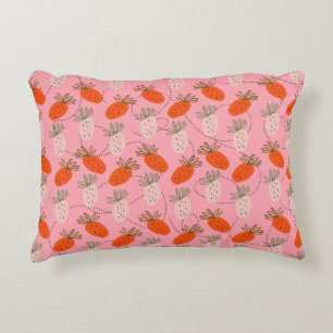 Aardbeien Roze Wit Doodle Patroon  Accent Kussen