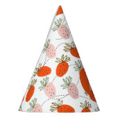 Aardbeien Roze Wit Doodle Patroon      Feesthoedjes (Links)