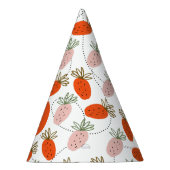 Aardbeien Roze Wit Doodle Patroon      Feesthoedjes (Rechts)