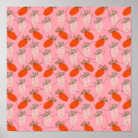 Aardbeien Roze Wit Doodle Patroon   