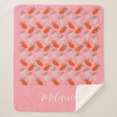 Aardbeien Roze Wit Doodle Patroon    Sherpa Deken (Voorkant)