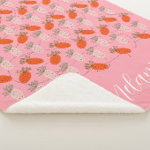 Aardbeien Roze Wit Doodle Patroon    Sherpa Deken (3/4)