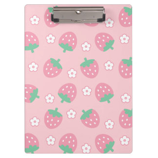 Aardbeien Roze Witte Bloemen Sakura Kawaii Cute Klembord