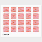 Aardbeien Roze Witte Doodle Birthday Vierkante Sticker (Vel)