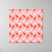 Aardbeien Roze witte doodle Fruit Patroon Canvas Afdruk (Voorkant)
