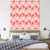 Aardbeien Roze witte doodle Fruit Patroon Canvas Afdruk (Insitu (Slaapkamer))