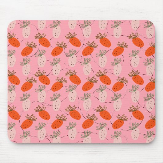 Aardbeien Roze witte doodle Fruit Patroon Muismat (Voorkant)