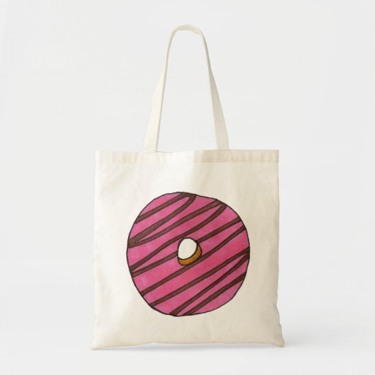 Aardbeien Roze Zebra Stripe Donut Doughnut Tas (Voorkant)