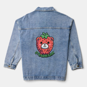 Aardbeien! Schattigee aardbei Beer Pun Cartoon Denim Jacket