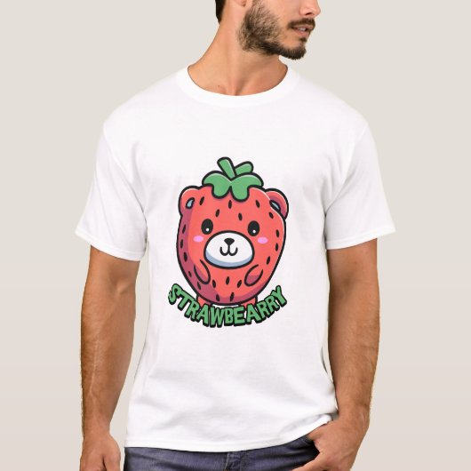 Aardbeien! Schattigee aardbei Beer Pun Cartoon T-shirt (Voorkant)