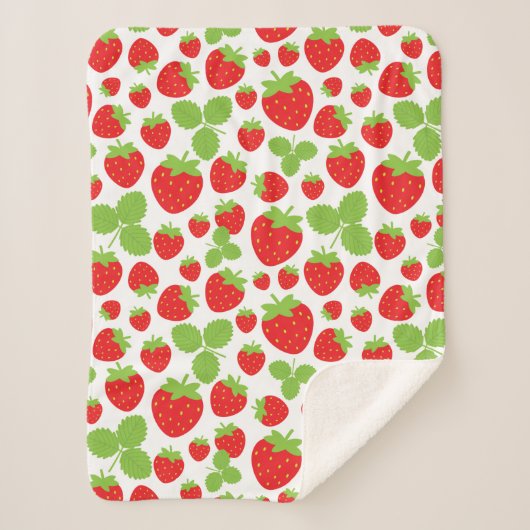 aardbeien Sherpa Blanket Deken (Voorkant)