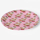 Aardbeien Shortcake Cake Dessert Aardbeien Papieren Bordje (Gekanteld)