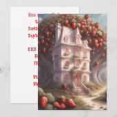Aardbeien shortcake huis en feest kaart (Voorkant / Achterkant)