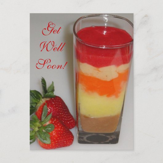 Aardbeien Smoothie Zoet Fruit Beterschap Briefkaart (Voorkant)