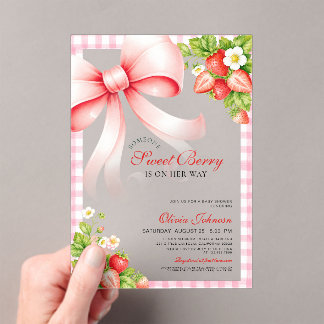 Aardbeien Someone Sweet Berry Baby Shower Acryl Uitnodigingen