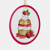 Aardbeien Sortcake Cakdessert Aardbeien Keramisch Ornament (Rechts)