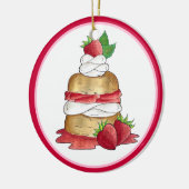 Aardbeien Sortcake Cakdessert Aardbeien Keramisch Ornament (Links)