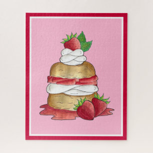 Aardbeien Sortcake Cakdessert Aardbeien Legpuzzel