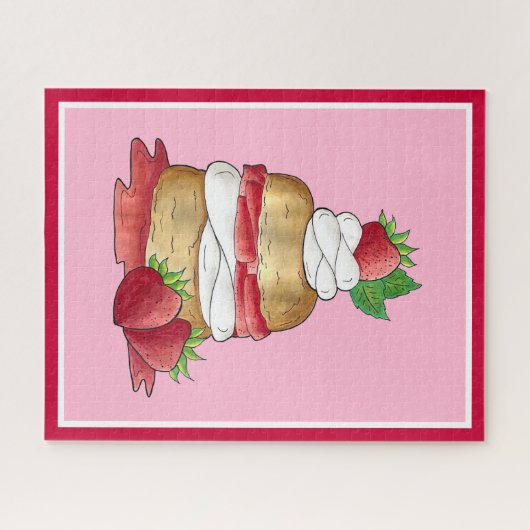 Aardbeien Sortcake Cakdessert Aardbeien Legpuzzel (Horizontaal)