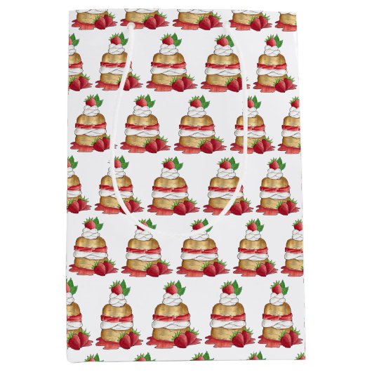 Aardbeien Sortcake Cakdessert Aardbeien Medium Cadeauzakje (Voorkant)