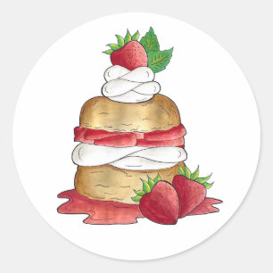 Aardbeien Sortcake Cakdessert Aardbeien Ronde Sticker