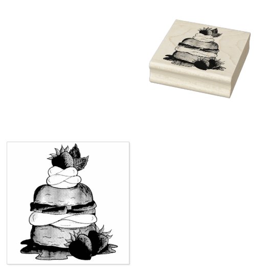 Aardbeien Sortcake Cakdessert Aardbeien Rubberstempel (Gestempeld)