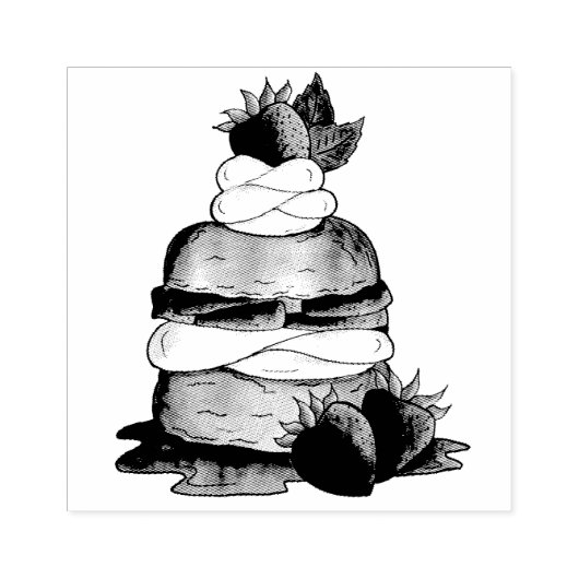 Aardbeien Sortcake Cakdessert Aardbeien Rubberstempel (Afrduk)