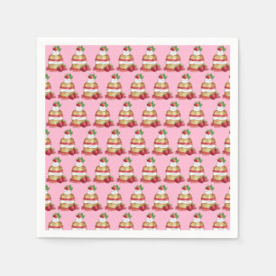 Aardbeien Sortcake Cakdessert Aardbeien Servet