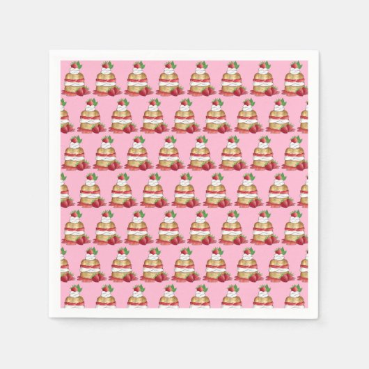 Aardbeien Sortcake Cakdessert Aardbeien Servet (Voorkant)