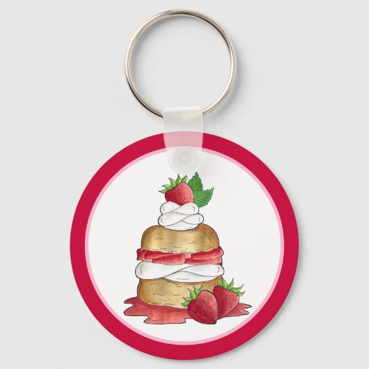 Aardbeien Sortcake Cakdessert Aardbeien Sleutelhanger (Voorkant)