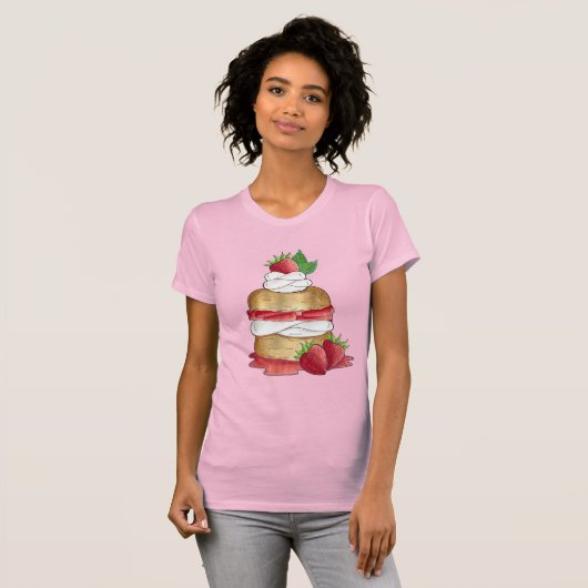 Aardbeien Sortcake Cakdessert Aardbeien T-shirt (Voorkant volledig)