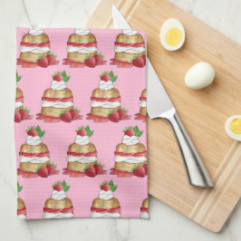 Aardbeien Sortcake Cakdessert Aardbeien Theedoek