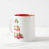 Aardbeien Sortcake Cakdessert Aardbeien Tweekleurige Koffiemok (Voorkant links)
