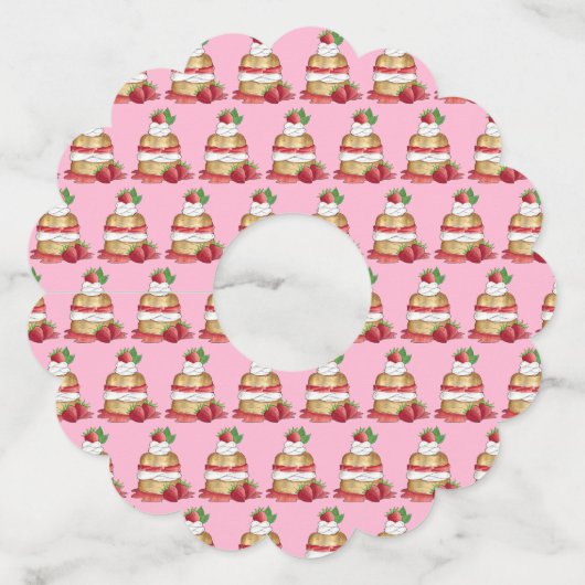 Aardbeien Sortcake Cakdessert Aardbeien Wijnglaslabel (Voorkant)