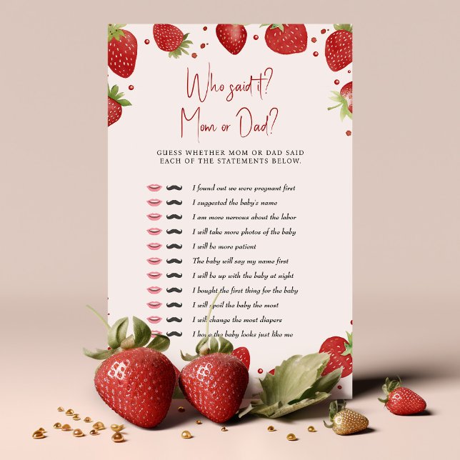 Aardbeien spel Wie zei het? Mam of pap? (Creator heeft geüpload)